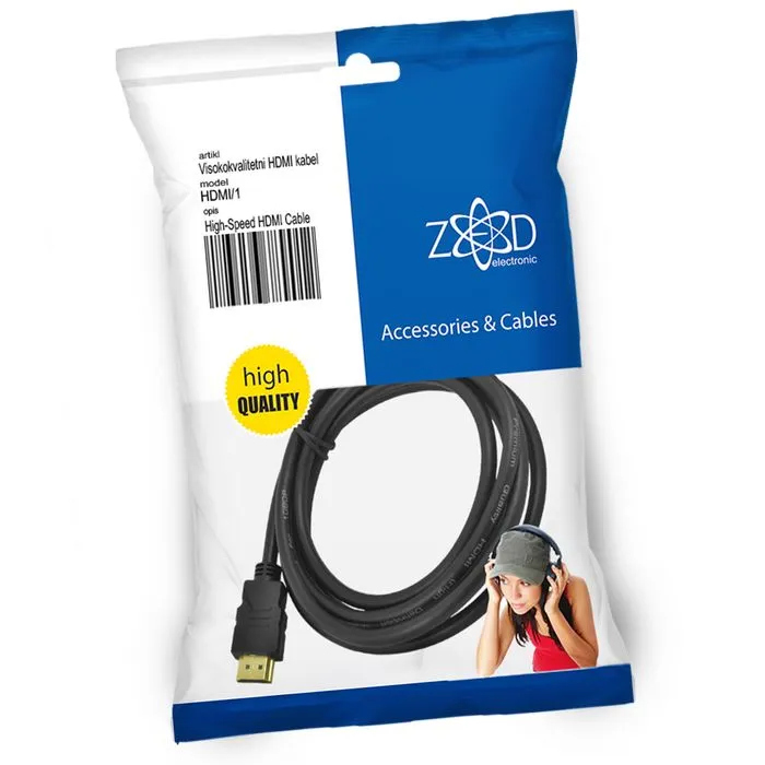 zed electronic hdmi kabel, 1.0 met, ver. 1.4 - hdmi/1 - slika 1