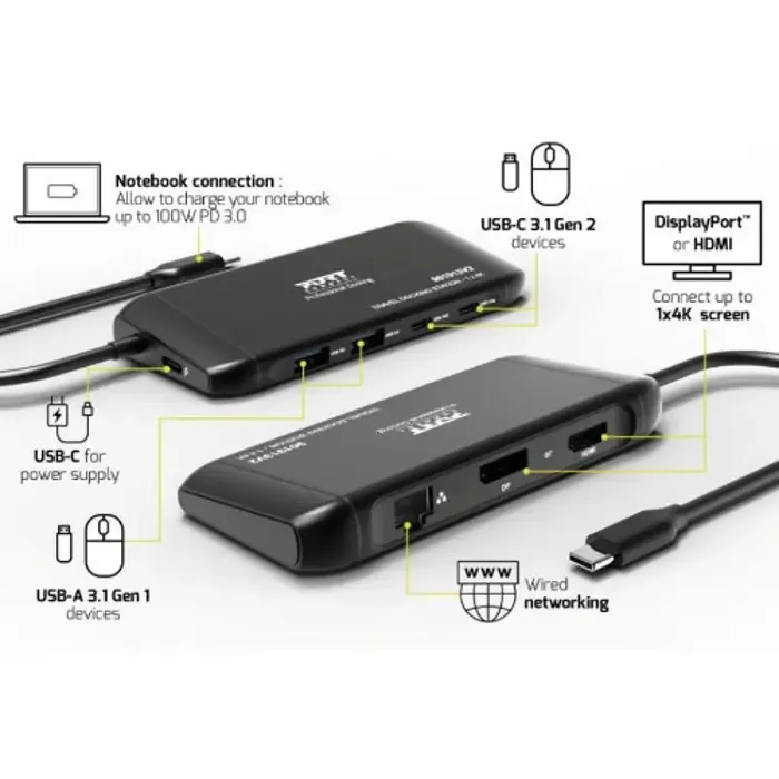 port docking travel usb-c,1x4k ili 2xfhd, do 100w - slika 1