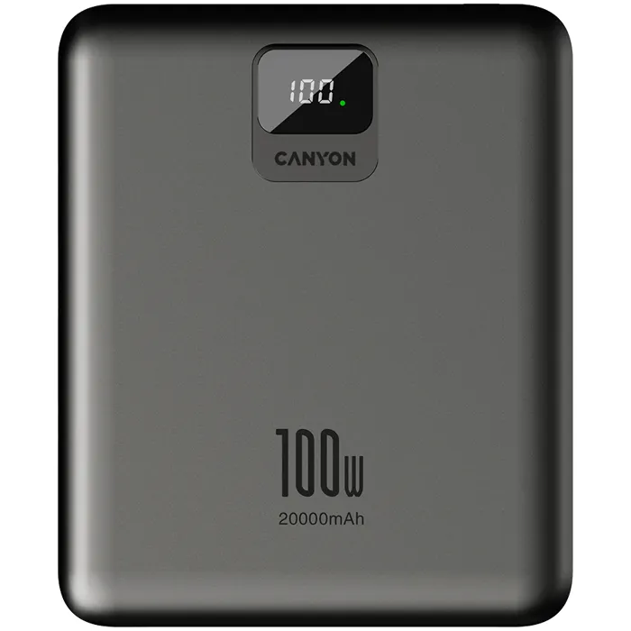 canyon power bank pb-2008 led flat 20000 mah pd100w qc3.0 dark grey - slika 2