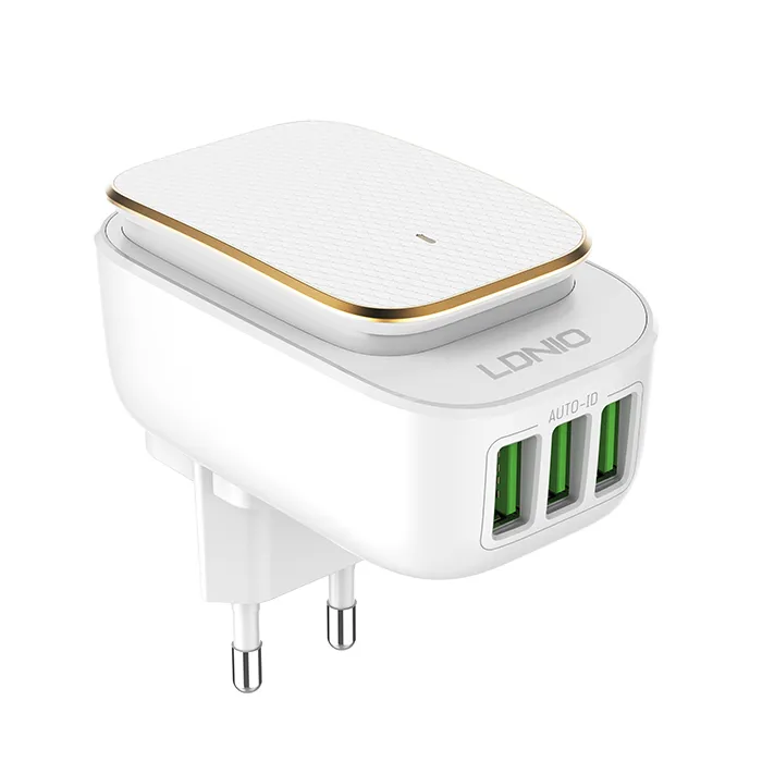 ldnio set adapter a3305 220v 3x usb 3,4a + micro usb cable + led light - slika 1