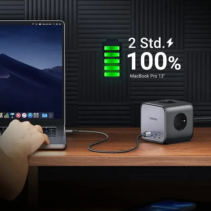 ugreen diginest cube, 65w, 3x šuko, 2x usb-c, 2x usb-a, 1.8m, crno sivi - slika 3