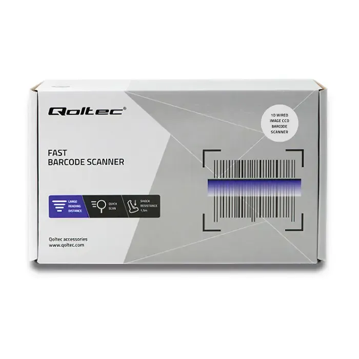 qoltec 50866 laser barcode reader 1d | ccd | usb | black - slika 5
