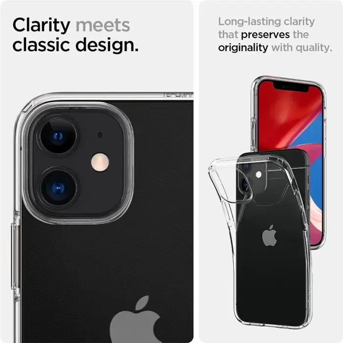 spigen liquid crystal, zaštitna maska za telefon, prozirna - iphone 12 mini - slika 4