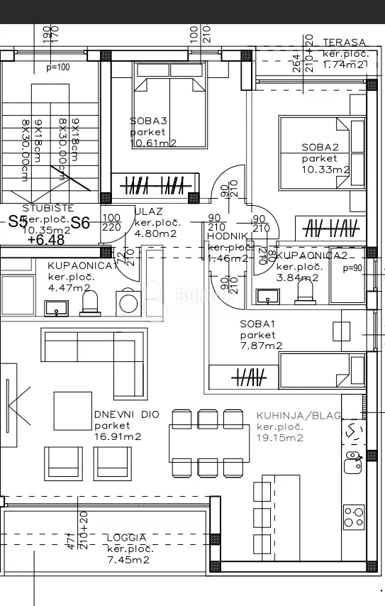 penthouse trosobni sukošan - slika 11