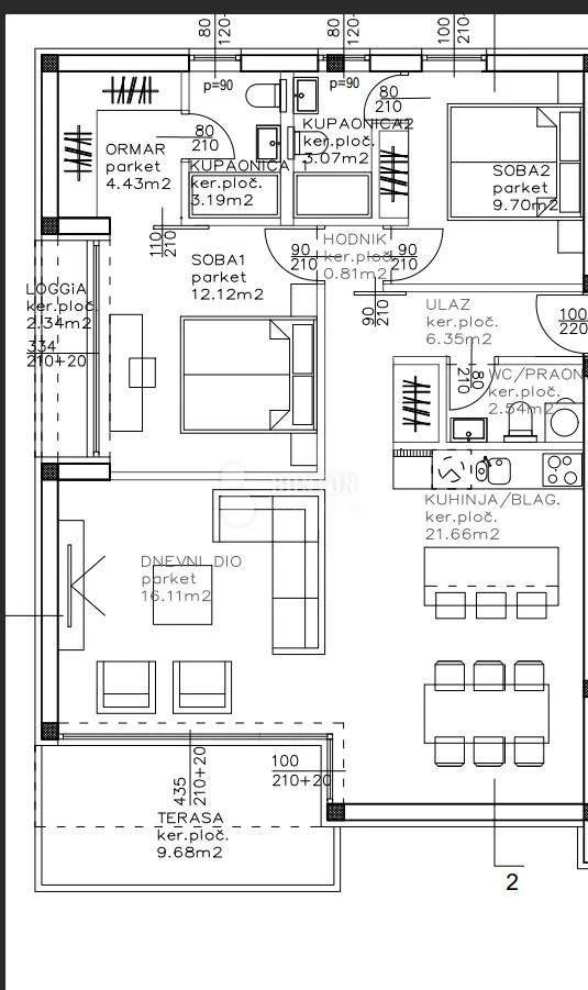 penthouse trosobni sukošan - slika 25