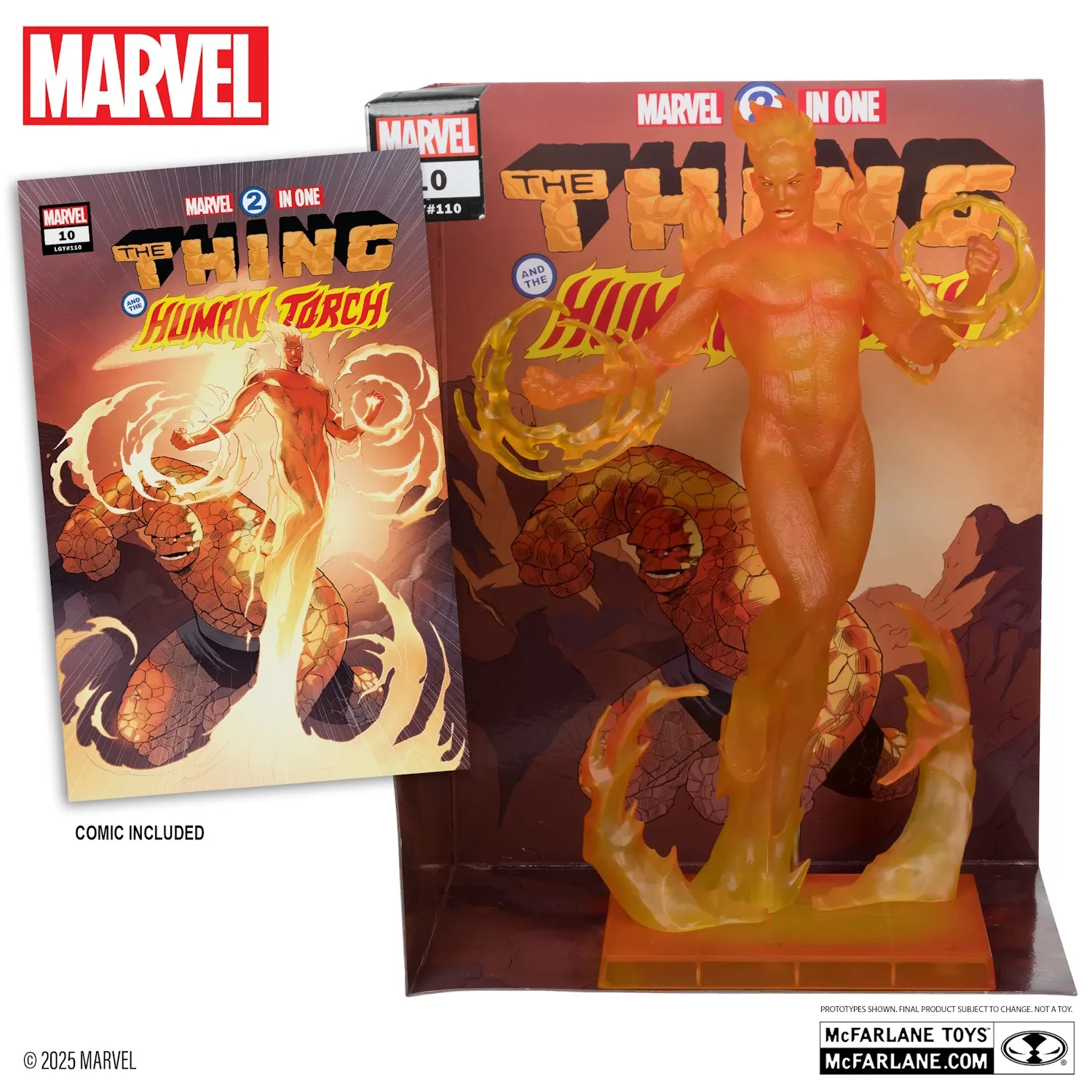mcfarlane marvel – human torch figura, 29cm + stripmarvel 2-in-one #10 - slika 3