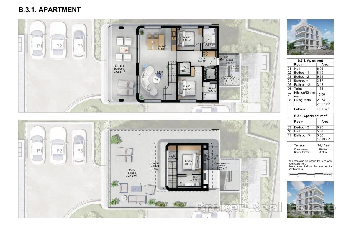 dvoetažan trosoban penthouse stan s krovnom terasom - slika 14