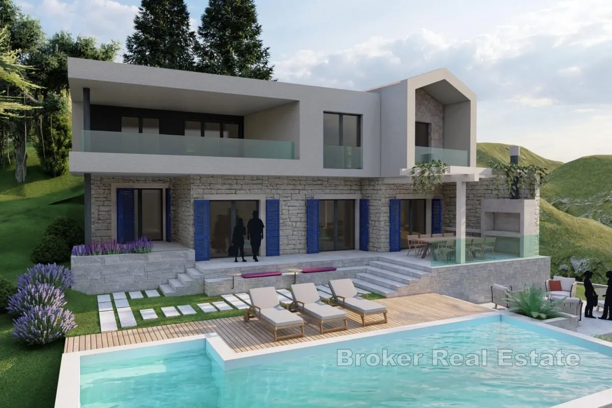 Zemljište s projektom za gradnju vile s bazenom i pogledom na more - Pelješac, Pelješac