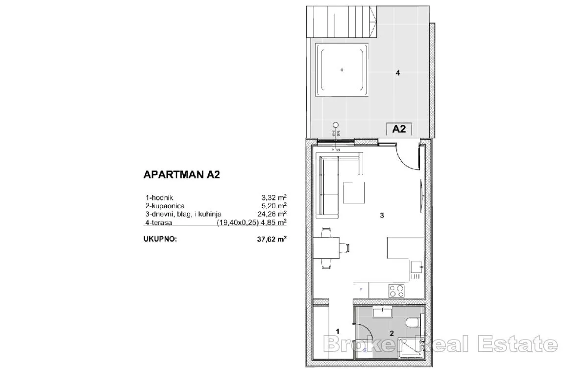 studio apartman s terasom u blizini mora - slika 14