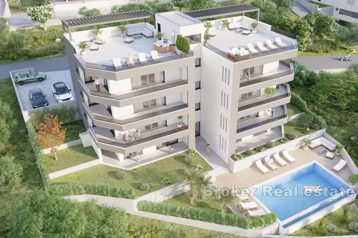 Apartmani u izgradnji s bazenom i pogledom na more - Žedno, Trogir