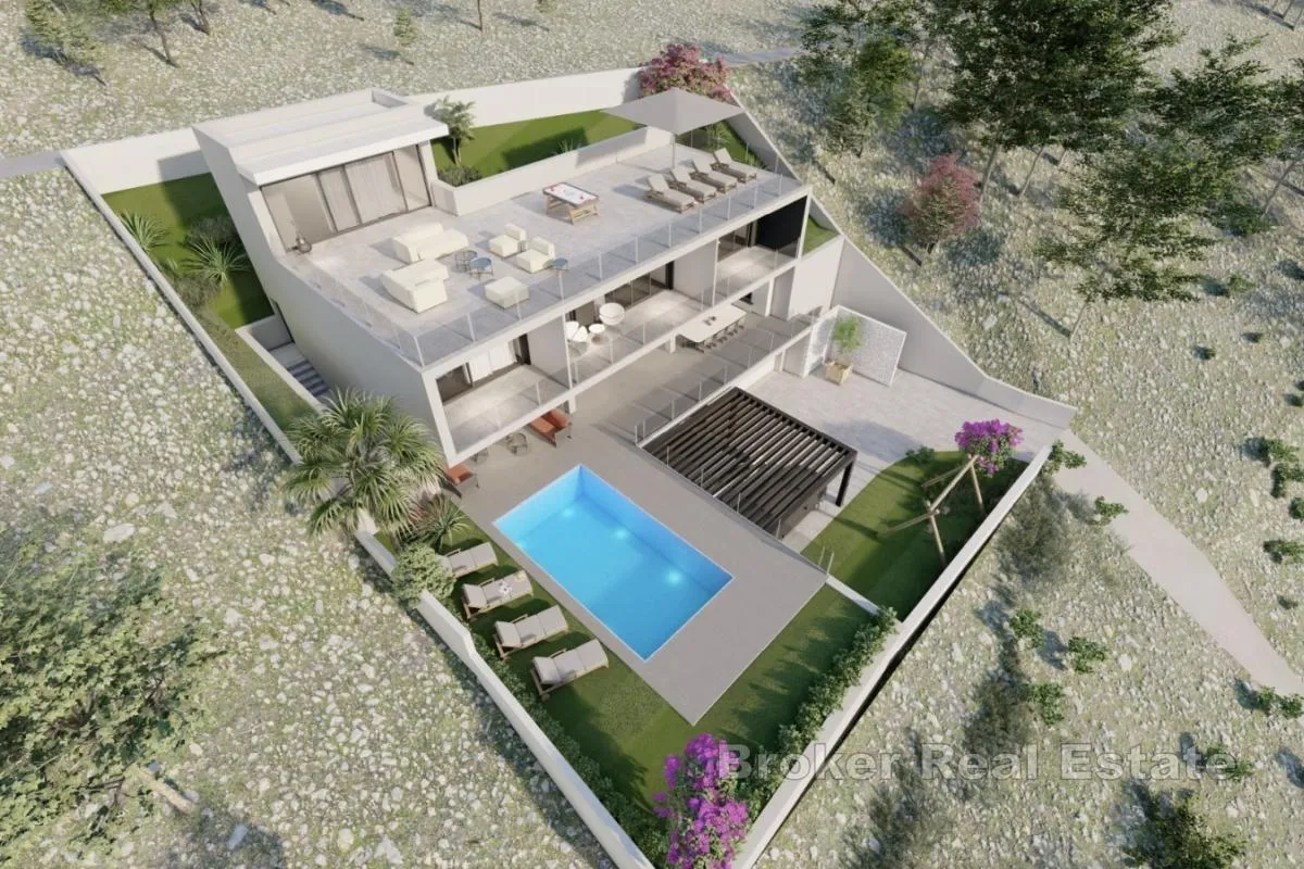 Građevinsko zemljište s projektom i pogledom na more - Omiš