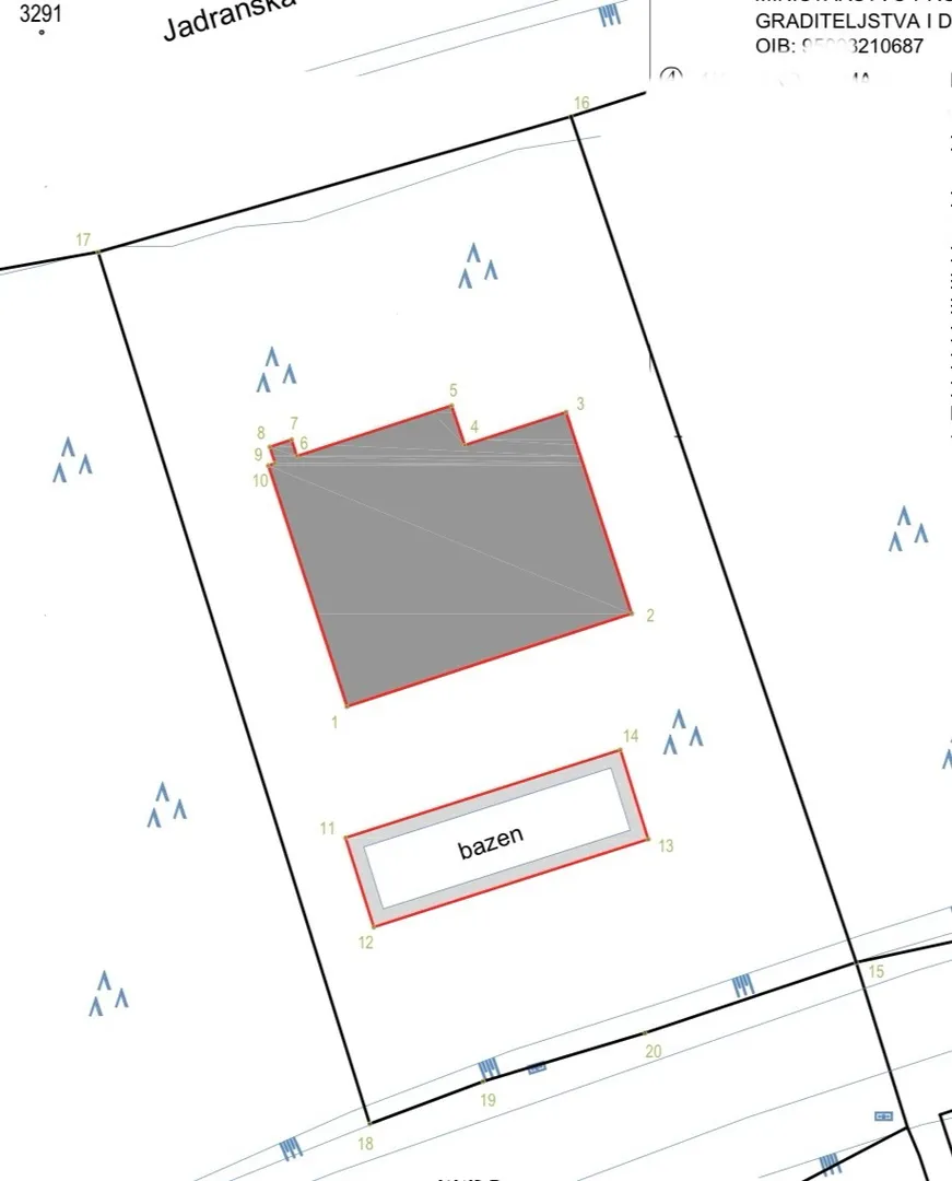 hrvatska, zadar, posedarje, građevinsko zemljište s odobrenim projektom i bazenom, 544 m² - slika 7