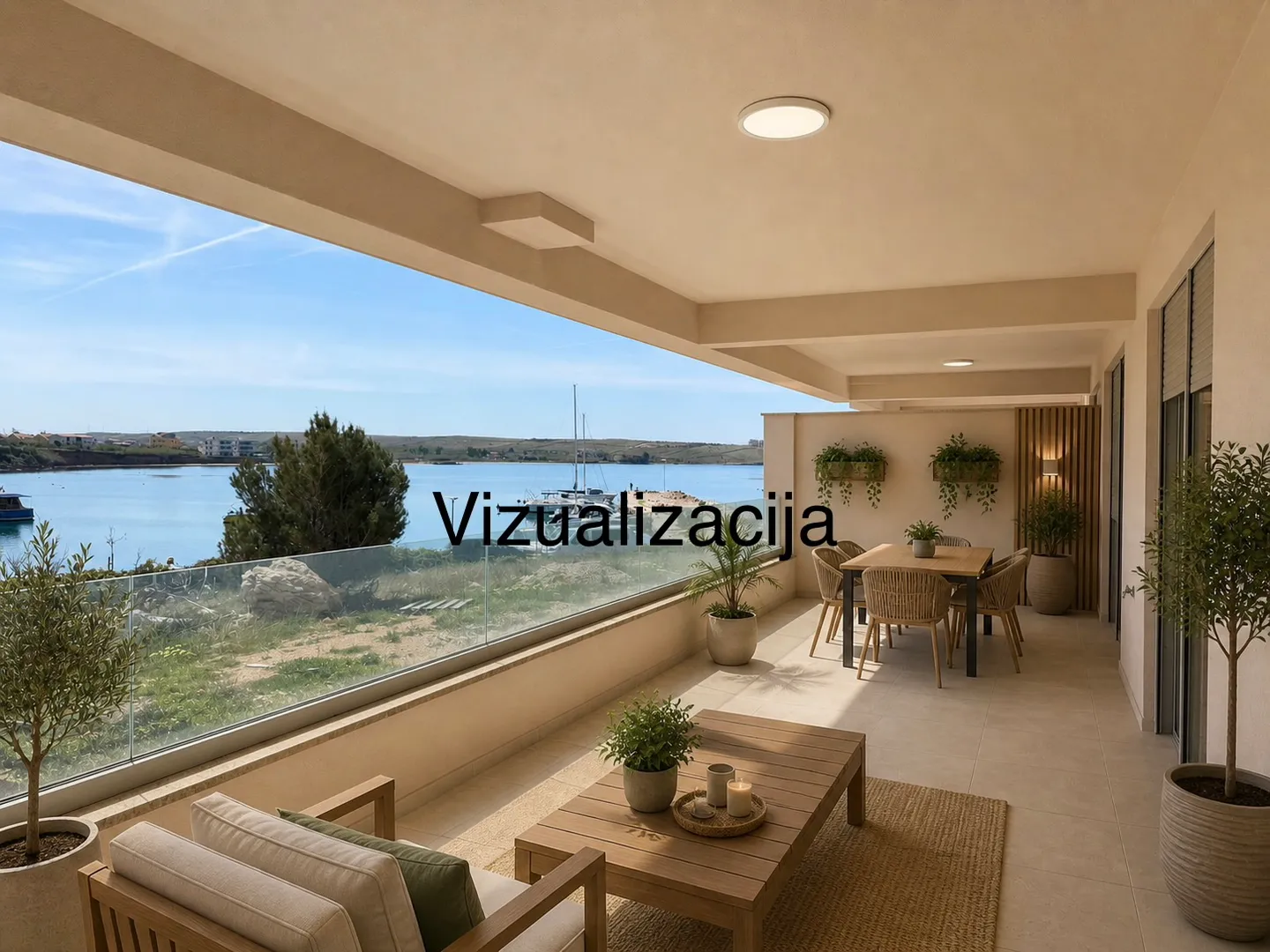 hrcatska, zadar, pag-povljana, prvi red do mora, 2 sobni stan 74 m2 -terasa, garaža i podrum - slika 2