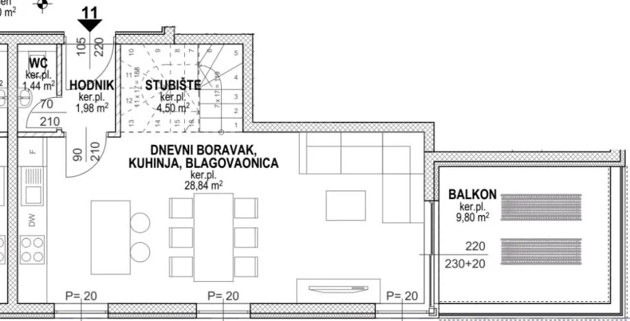 hrvatska, pag, povljana, luksuzni apartmani, 90.96 m2 m2, prvi red do mora, s11 - slika 9