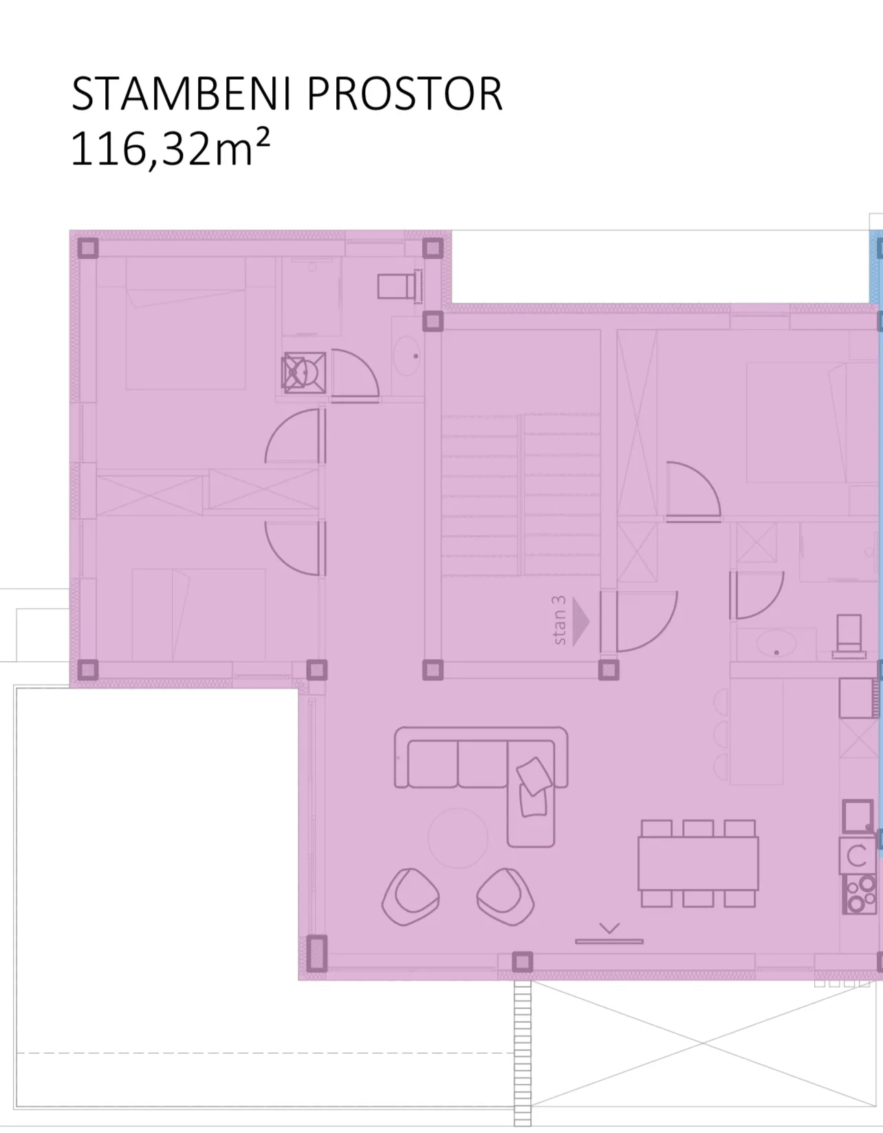 otok pag, novalja, penthouse, pogled na more, 4- sobni, 116m² - slika 13