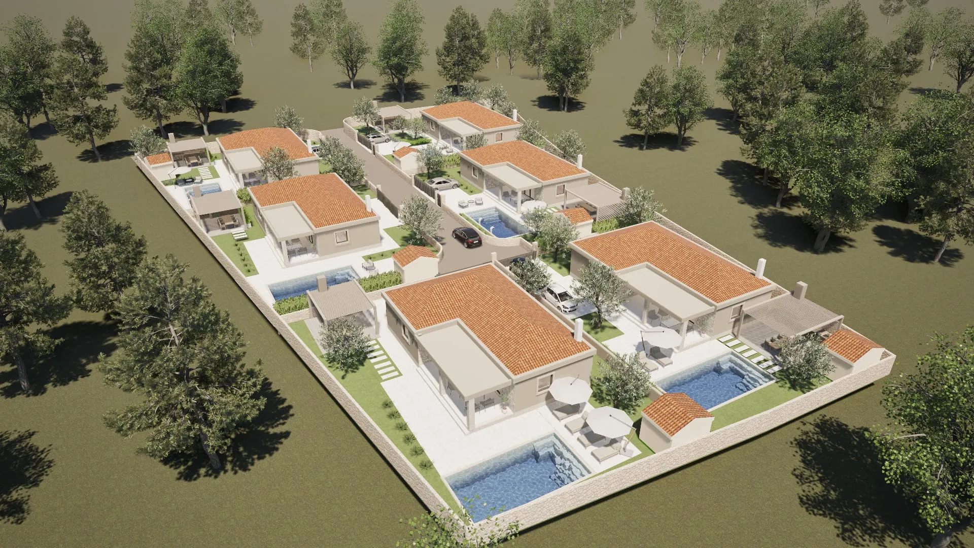 hrvatska, zadar, turanj – građevinsko zemljište, privatni kompleks bungalova s bazenom, do 618 m² - slika 31