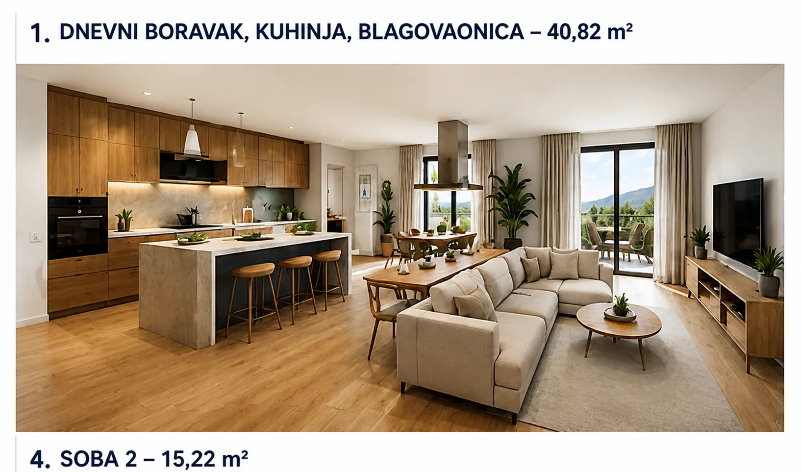 hrvatska, zadar, pag, povljana, 3-soban stan 200m2 novogradnja, krovna terasa s bazenom i vanjskom kuhinjom - slika 2