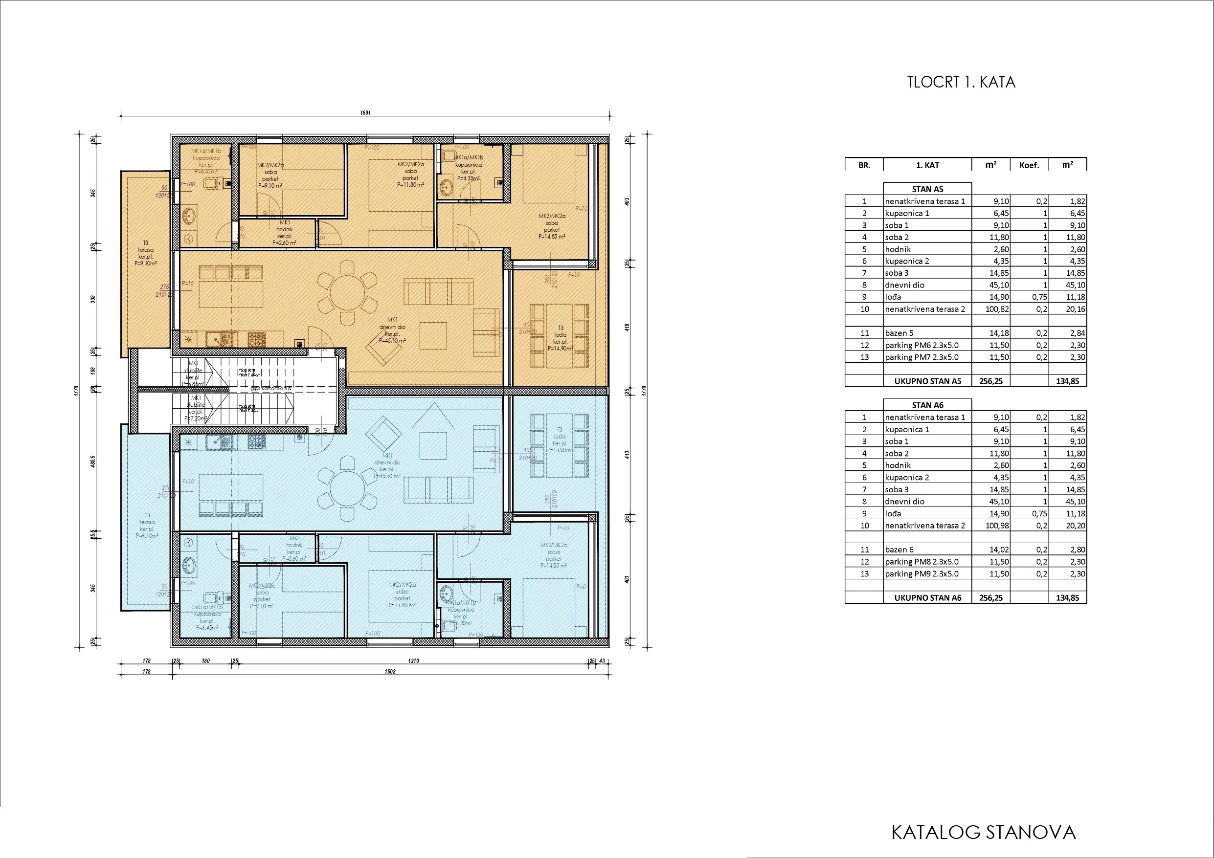 penthouse stan s krovnom terasom, 1 red do mora, vinjerac - zadar - slika 22