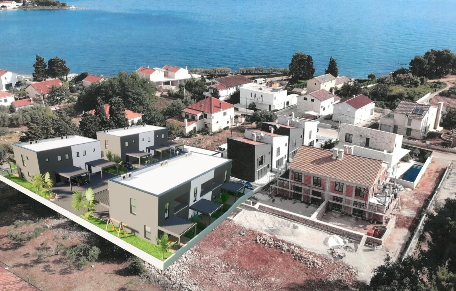 Prodaja, atraktivan građevinski projekt na otoku Ugljanu, Preko, 100 m od mora - Ugljan, Preko