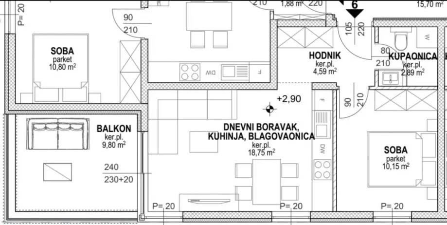 hrvatska, pag, povljana, luksuzni apartmani, 47.78 m2, prvi red do mora, s6 - slika 9