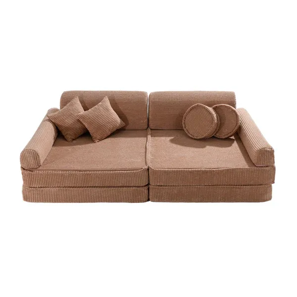Velika modularna sofa za djecu - Premium korduroj, svijetlo ružičasta - Zagreb