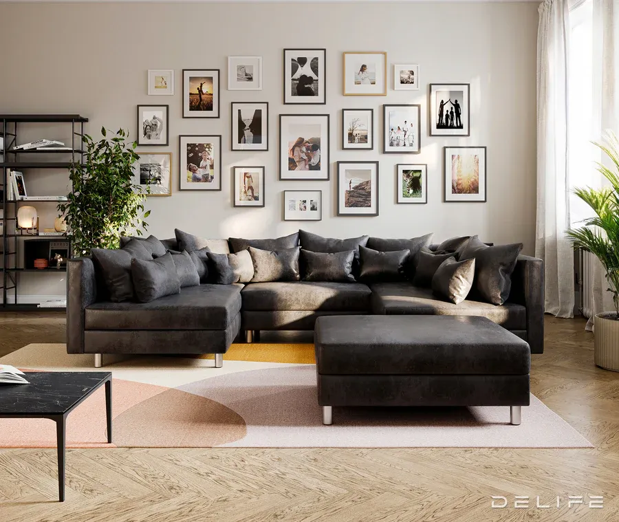kutna garnitura clovis 300x185cm, materijal: mikrovelur - slika 2