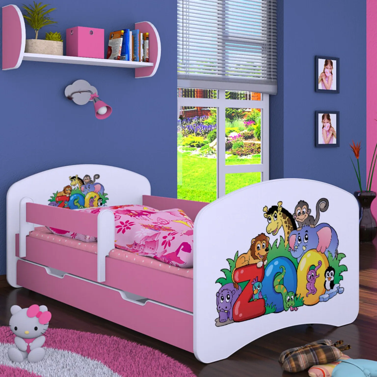 drveni dječji krevet happy zoo s ladicom – 160×80 - slika 4
