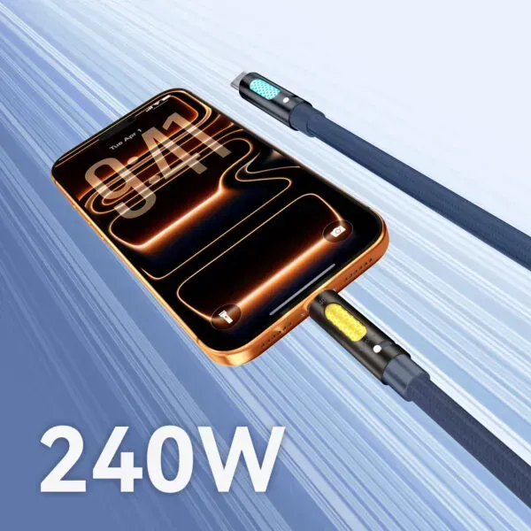 bwoo usb-c na usb-c kabel za punjenje s rgb ambijetalnim osvjetljenjem i aromaterapijom, 240w, 1.2 m - slika 4