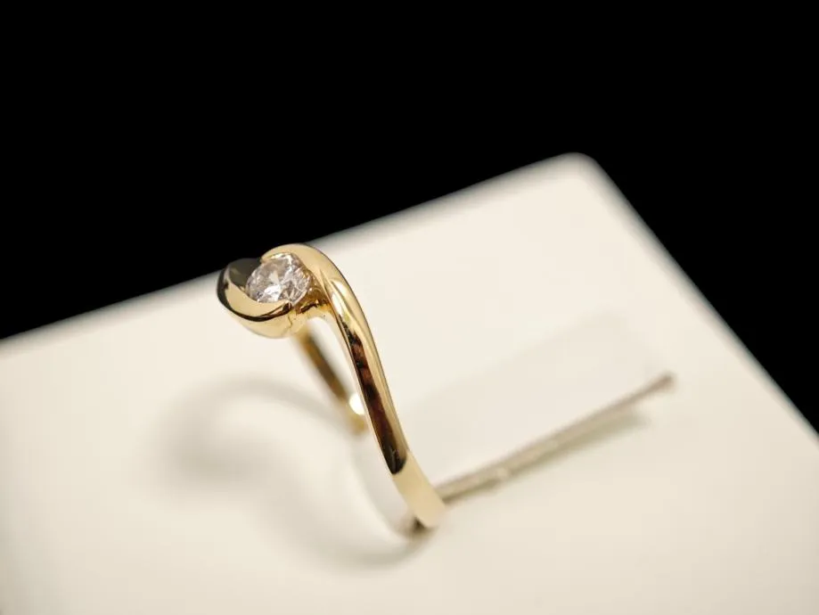 zlatni prsten s dijamantom - 0,18ct - 2,17g (14k) / r1, rate !! - slika 3