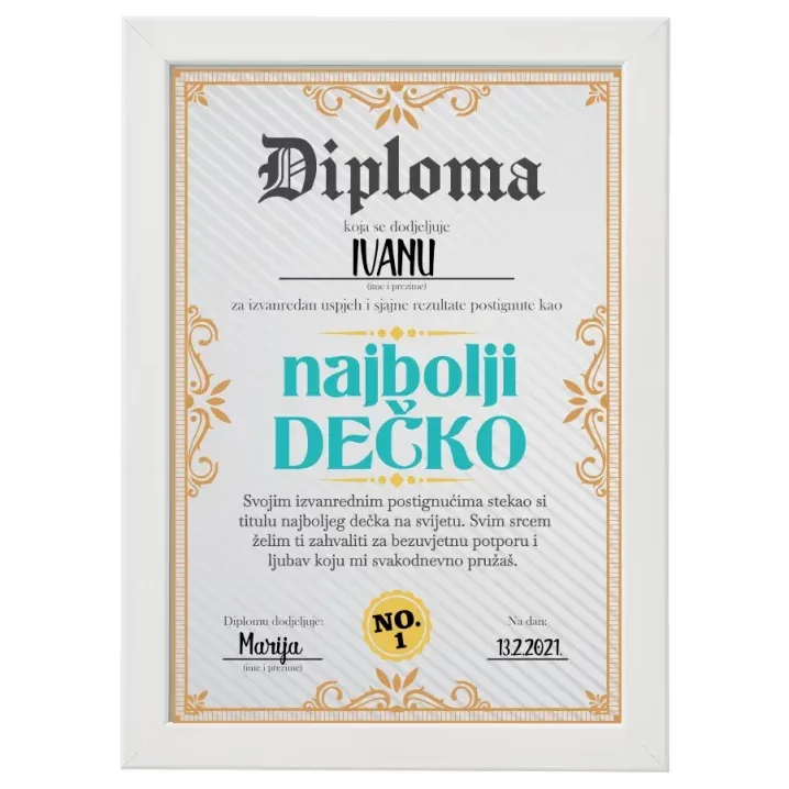 diploma za najboljeg dečka - slika 2