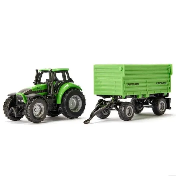 siku deutz-fahr traktor sa fortuna 4-osovinskom prikolicom - slika 4