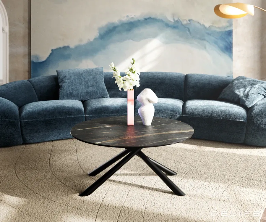 klub stolić edge 90x90cm, materijal: keramika laminam noir desir - slika 2
