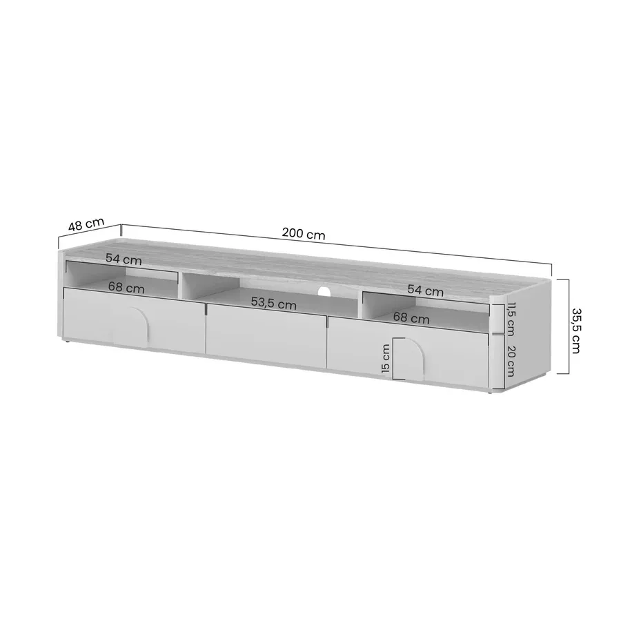 tv komoda amilio 200 cm, materijal: mdf - slika 7