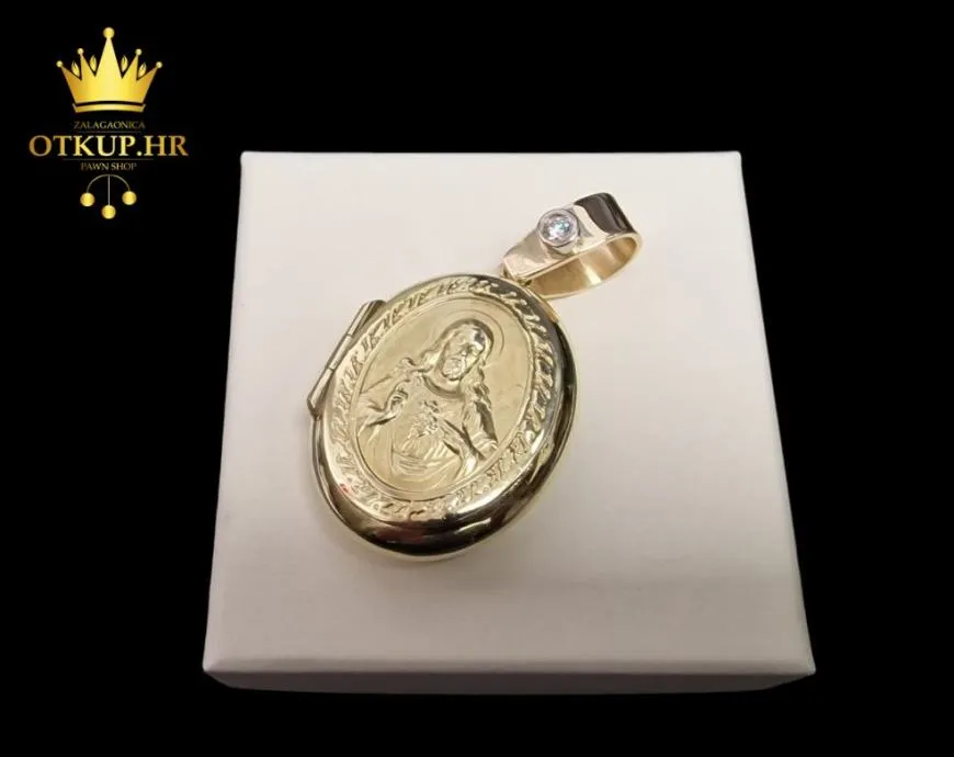 ZLATNI MEDALJON .585 SA DIJAMANTOM 0.14ct / R1, RATE !! - Zagreb