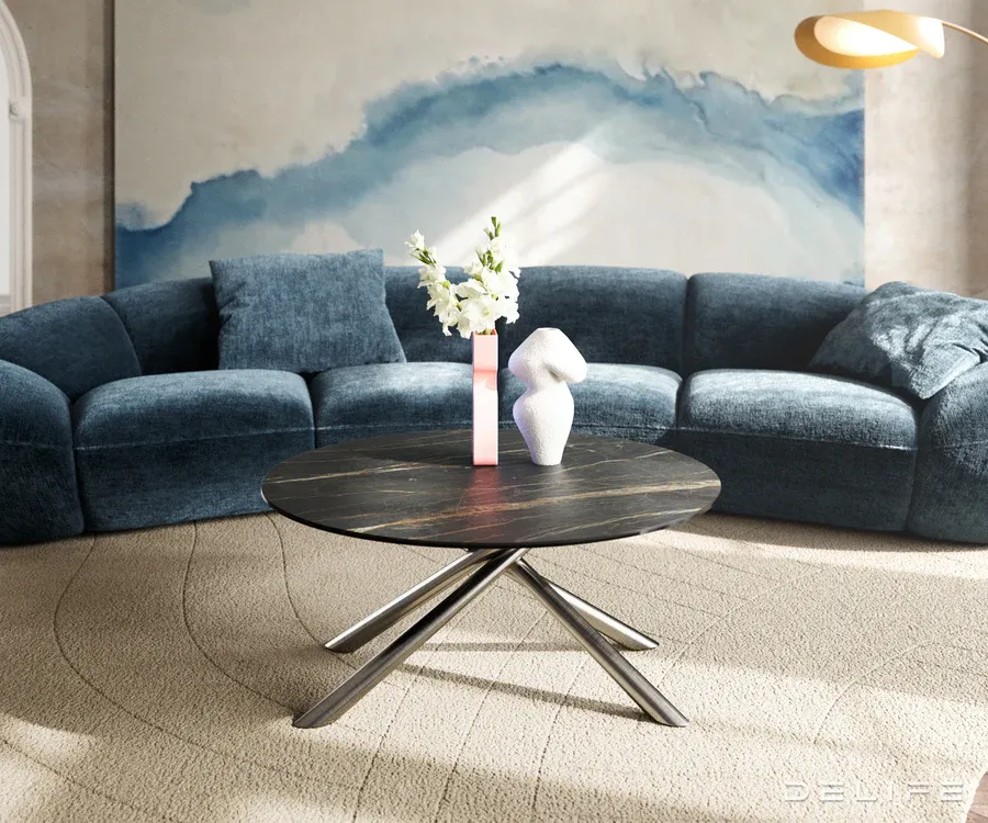 klub stolić edge 90x90cm, materijal: keramika laminam noir desir - slika 2