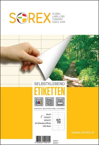 etiketa laser/inkjet/copy 105,0x 37,0 sorex 100/1 - slika 2