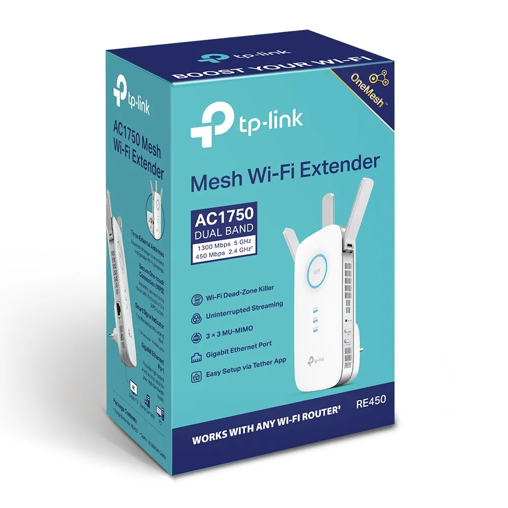 wireless tp-link re450, range extender ac1750, dual band - slika 2