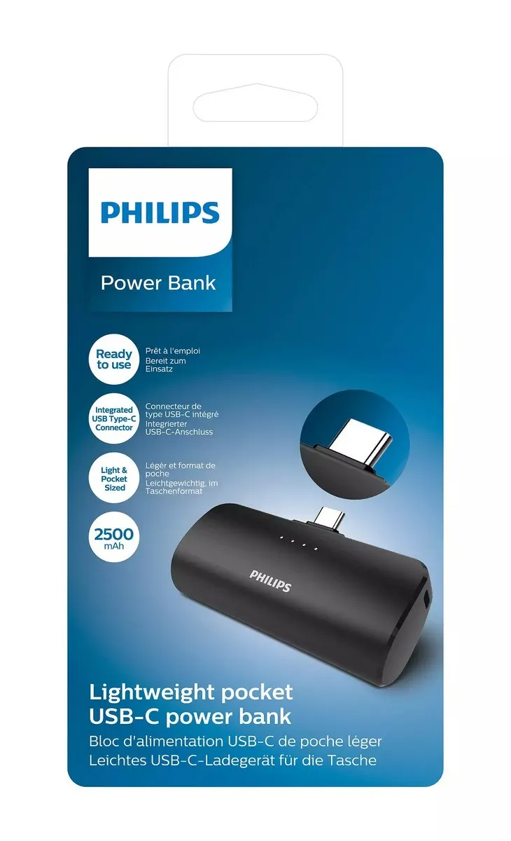 Philips power bank DLP2510C, 2500mAh, USB-C, crni - Karlovac