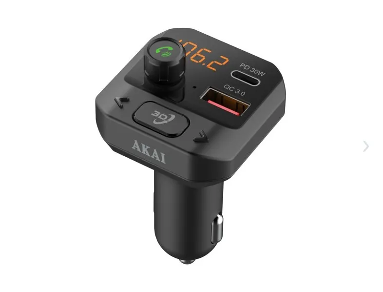 FM TRANSMITER AKAI FMT-40BT, Bluetooth, 12-24V - crni - Karlovac