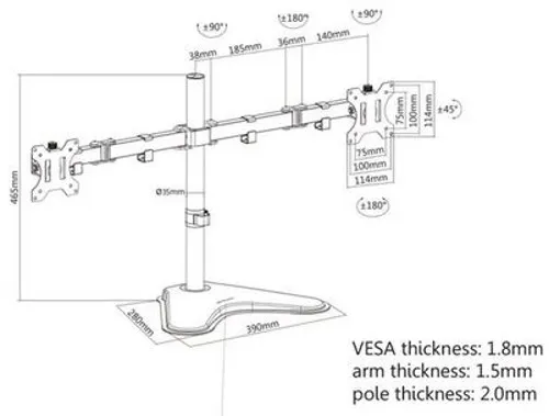 Manhattan nosač monitora 13"-32",8kg po monit,crni - Karlovac