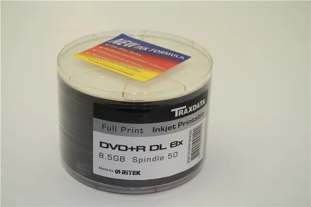 traxdata optički medij dvd+r 8x dual layer spindle 50 printable - slika 2