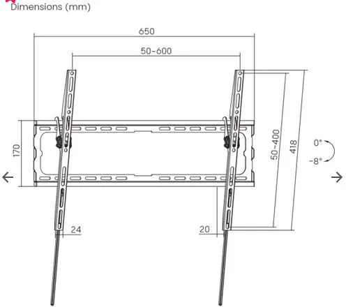 Nosač zidni SBOX PLB-3446T-2 37''-70" 35kg nagibni za LCD televizore - Karlovac