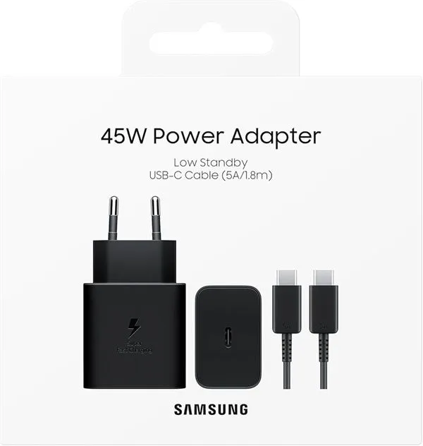 samsung brzi kućni punjač 45w+usb type-c kabe,crni - slika 2