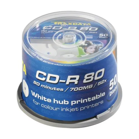 CD-R medij TRAXDATA 700MB 52x speed printable 50/1 spindle bijeli - Karlovac