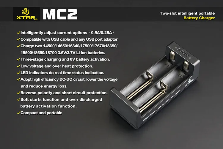 punjač baterija xtar mc2 za 18650 - slika 3