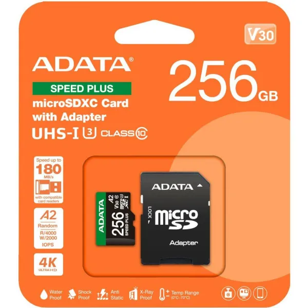 adata microsd u3, v30, 180/160mbs, 256gb - slika 2