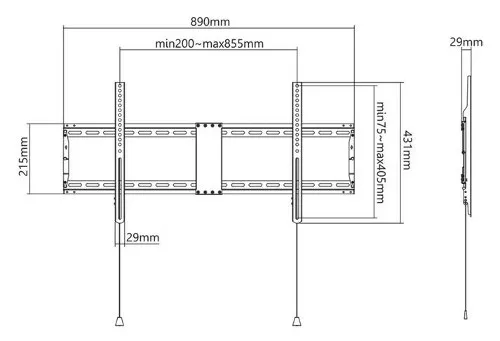Manhattan TV nosač zidni 43"-100" do 70kg, crni - Karlovac