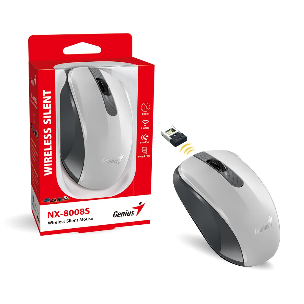 Miš GENIUS NX-8008S Wireless Silent - bijela/siva - Karlovac