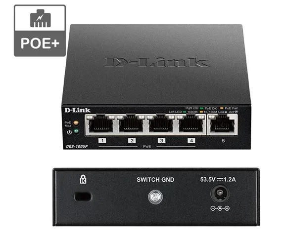 d-link poe+ switch neupravljivi, dgs-1005p/e - slika 2