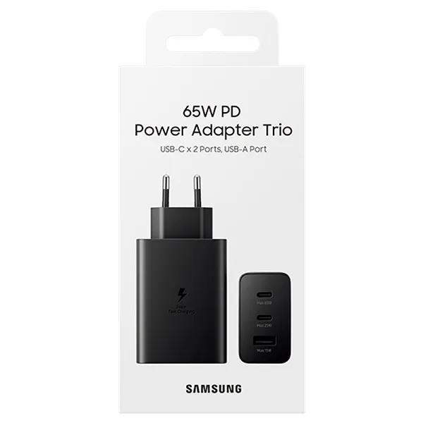 samsung trio brzi kućni punjač bez kabela,65w,crni - slika 1